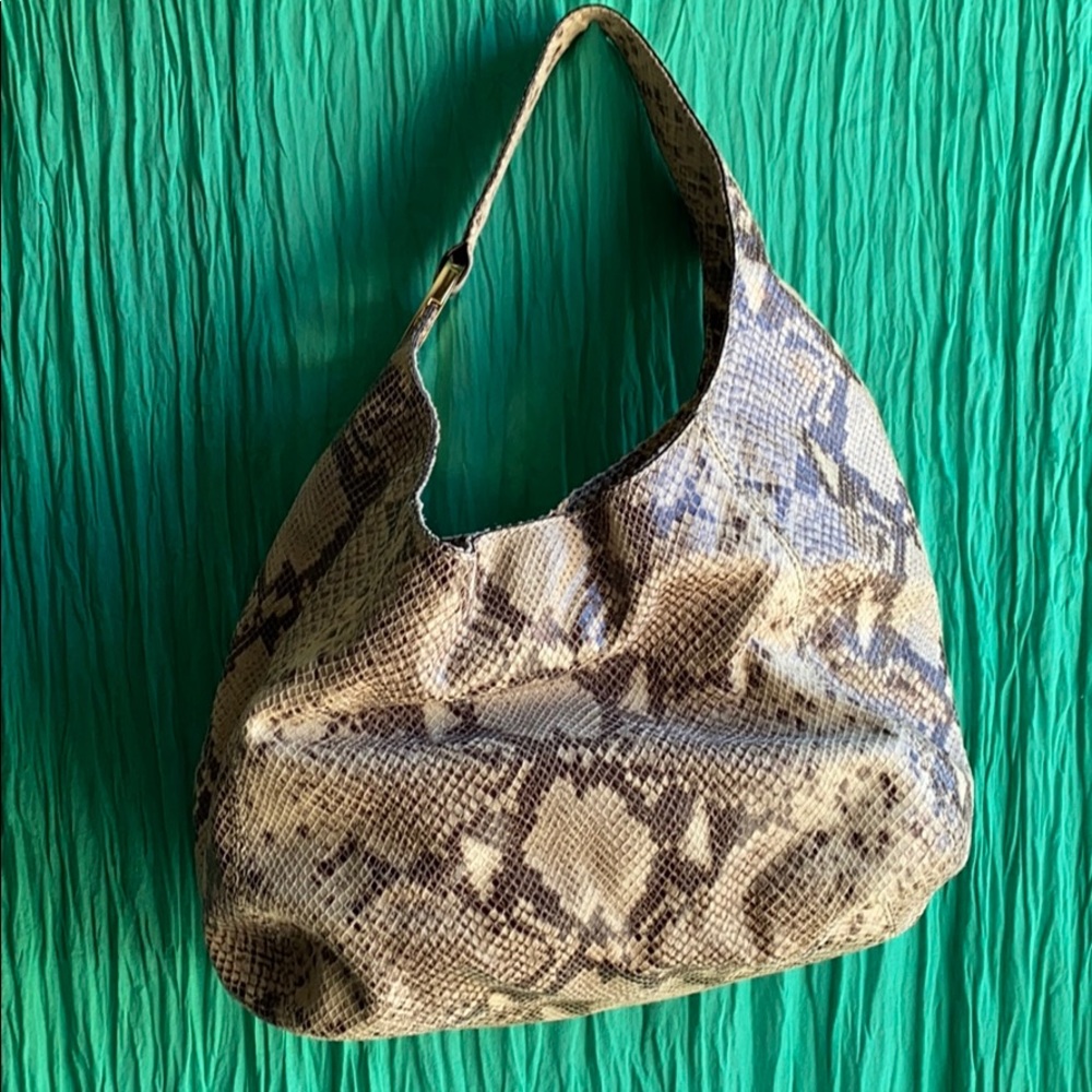 MICHAEL Michael Kors Beige and Brown Snake-Print Hobo Bag